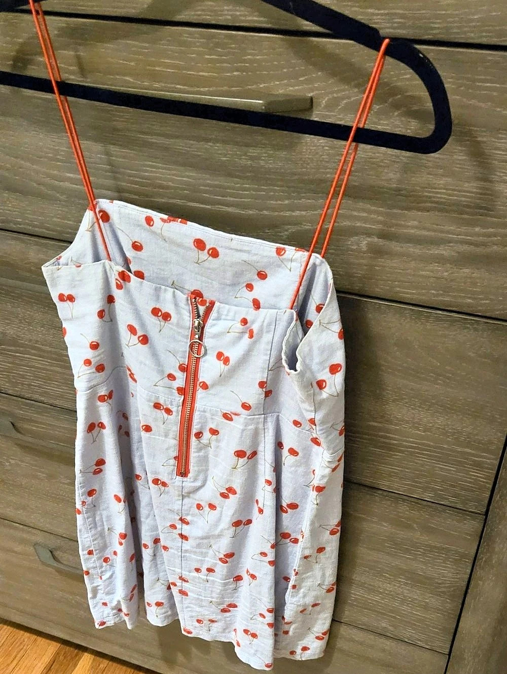 Cherry Mini Dress in Light Blue & Red Like New - Urban Outfitters Size 6